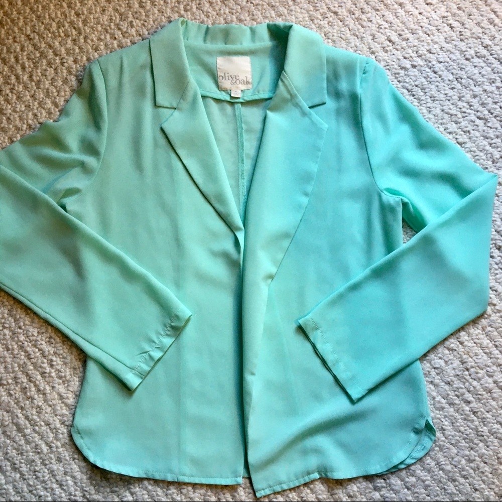 Olive & Oak: Mint green open jacket /blouse